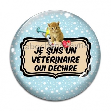 Cabochon Verre - je suis un vétérinaire qui déchire
