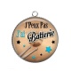 Pendentif Cabochon Argent - j'peux pas j'ai batterie