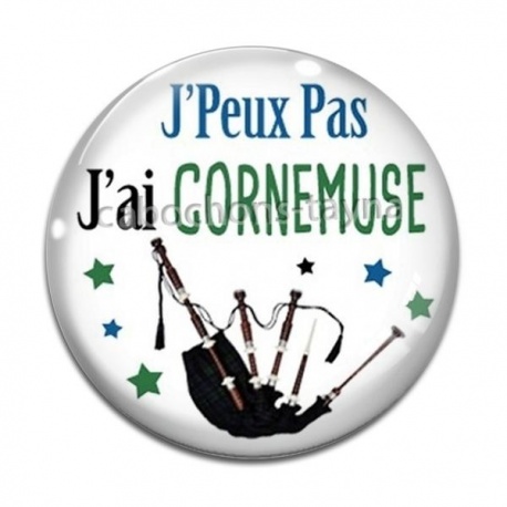 Cabochon Verre - j'peux pas j'ai cornemuse
