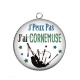 Pendentif Cabochon Argent - j'peux pas j'ai cornemuse