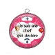 Pendentif Cabochon Argent - je suis une chef qui déchire