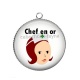 Pendentif Cabochon Argent - chef en or