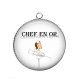 Pendentif Cabochon Argent - chef en or