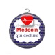 Pendentif Cabochon Argent - médecin qui déchire