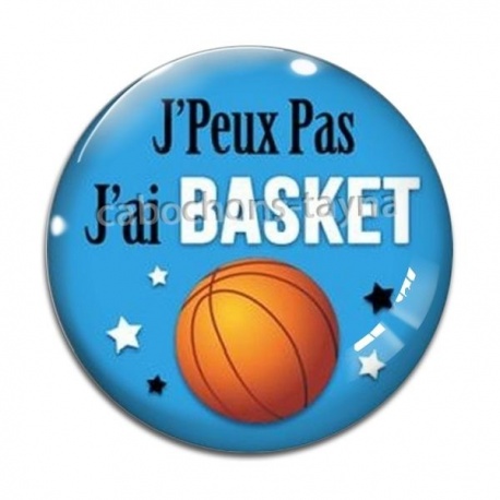 Cabochon Verre - j'peux pas j'ai basket