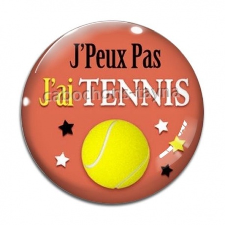 Cabochon Verre - j'peux pas j'ai tennis