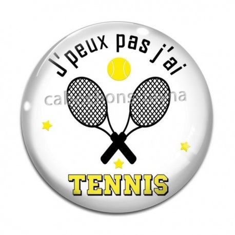 Cabochon Verre - j'peux pas j'ai tennis