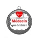 Pendentif Cabochon Argent - médecin qui déchire