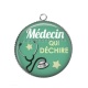 Pendentif Cabochon Argent - médecin qui déchire