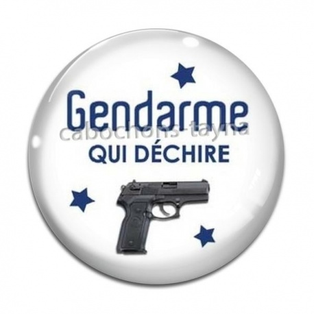 Cabochon Verre - gendarme qui déchire
