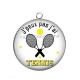 Pendentif Cabochon Argent - j'peux pas j'ai tennis