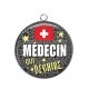 Pendentif Cabochon Argent - médecin qui déchire