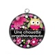 Pendentif Cabochon Argent - une chouette ergothérapeute