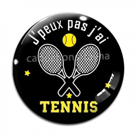Cabochon Verre - j'peux pas j'ai tennis