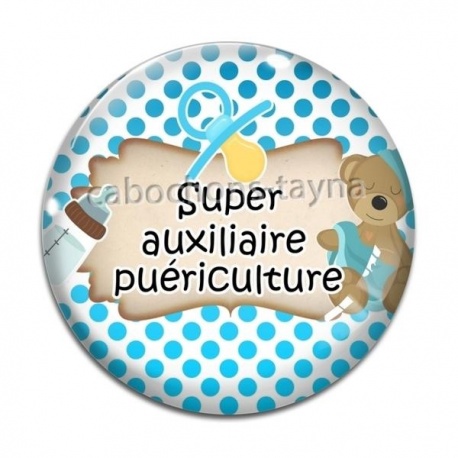 Cabochon Verre - une chouette auxiliaire de puériculture