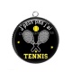 Pendentif Cabochon Argent - j'peux pas j'ai tennis