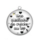 Pendentif Cabochon Argent - une auxiliaire de crèche au top