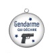 Pendentif Cabochon Argent - gendarme qui déchire