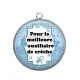 Pendentif Cabochon Argent - pour la meilleure auxiliaire de crèche