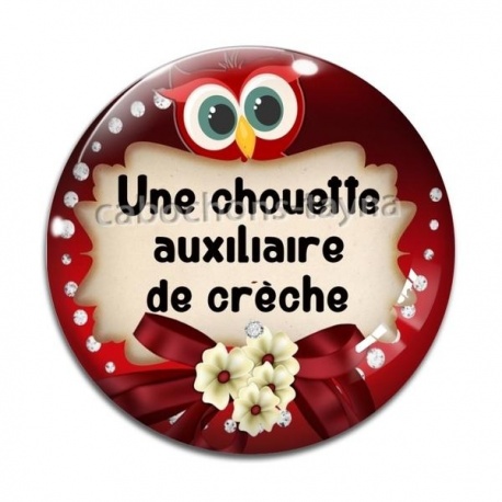 Cabochon Verre - une chouette auxiliaire de crèche