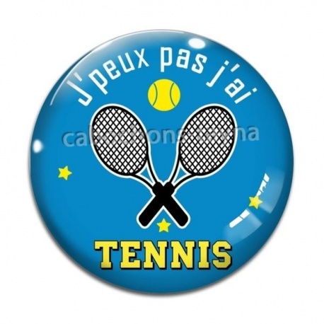 Cabochon Verre - j'peux pas j'ai tennis