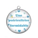 Pendentif Cabochon Argent - une puéricultrice formidable