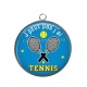 Pendentif Cabochon Argent - j'peux pas j'ai tennis