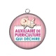 Pendentif Cabochon Argent - auxiliaire de puériculture qui déchire