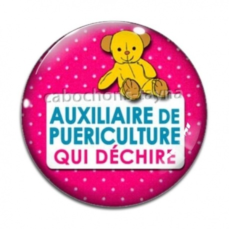 Cabochon Verre - auxiliaire de puériculture qui déchire