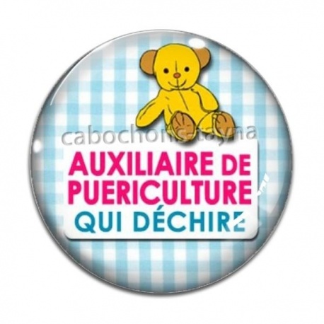 Cabochon Verre - auxiliaire de puériculture qui déchire