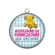 Pendentif Cabochon Argent - auxiliaire de puériculture qui déchire