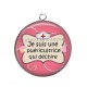Pendentif Cabochon Argent - je suis une puéricultrice qui déchire