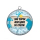 Pendentif Cabochon Argent - auxiliaire de crèche
