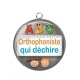 Pendentif Cabochon Argent - orthophoniste qui déchire