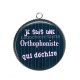 Pendentif Cabochon Argent - je suis une orthophoniste qui déchire