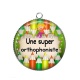 Pendentif Cabochon Argent - une super orthophoniste