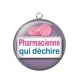 Pendentif Cabochon Argent - pharmacienne qui déchire