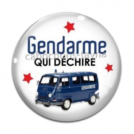 Cabochon Verre - gendarme qui déchire