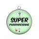 Pendentif Cabochon Argent - super pharmacienne