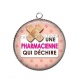 Pendentif Cabochon Argent - une pharmacienne qui déchire