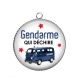 Pendentif Cabochon Argent - gendarme qui déchire