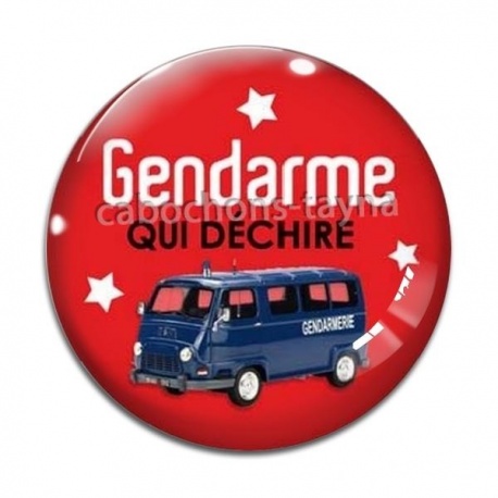 Cabochon Verre - gendarme qui déchire