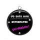 Pendentif Cabochon Argent - je suis une ostéopathe qui déchire