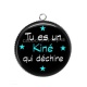 Pendentif Cabochon Argent - tu es un kiné qui déchire