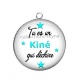 Pendentif Cabochon Argent - tu es un kiné qui déchire