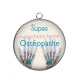 Pendentif Cabochon Argent - super ostéopathe