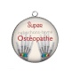 Pendentif Cabochon Argent - super ostéopathe