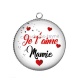 Pendentif Cabochon Argent - je t'aime mamie