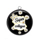 Pendentif Cabochon Argent - Super collègue