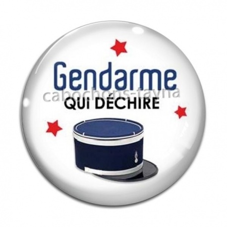 Cabochon Verre - gendarme qui déchire